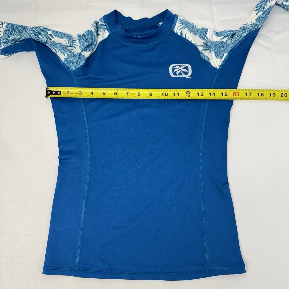 Youth Boy's Rash‎ Guard Blue Long Sleeve UPF 50 Youth Boy Sz Medium Swim Shirt